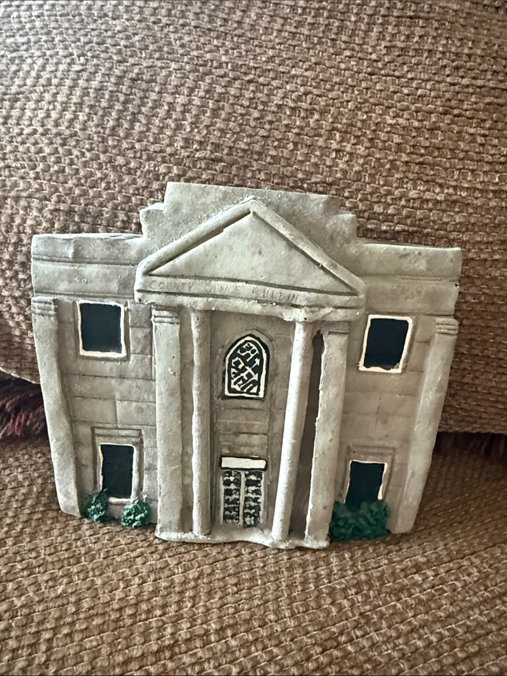Handcrafted Cement Miniature Colonial House - Gray